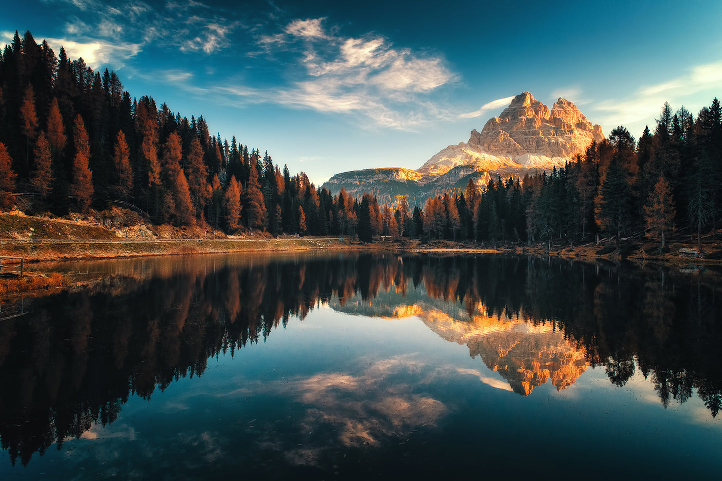 Aerial View Lago Antorno Dolomites Wall Mural