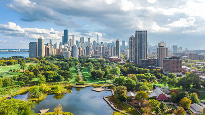 Aerial View Lake Michigan Chicago Skyline Wall Mural