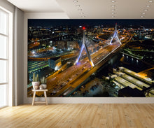 Aerial View Leonard P Zakim Bunker Hill Bridge Wall Mural