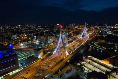 Aerial View Leonard P Zakim Bunker Hill Bridge Wall Mural