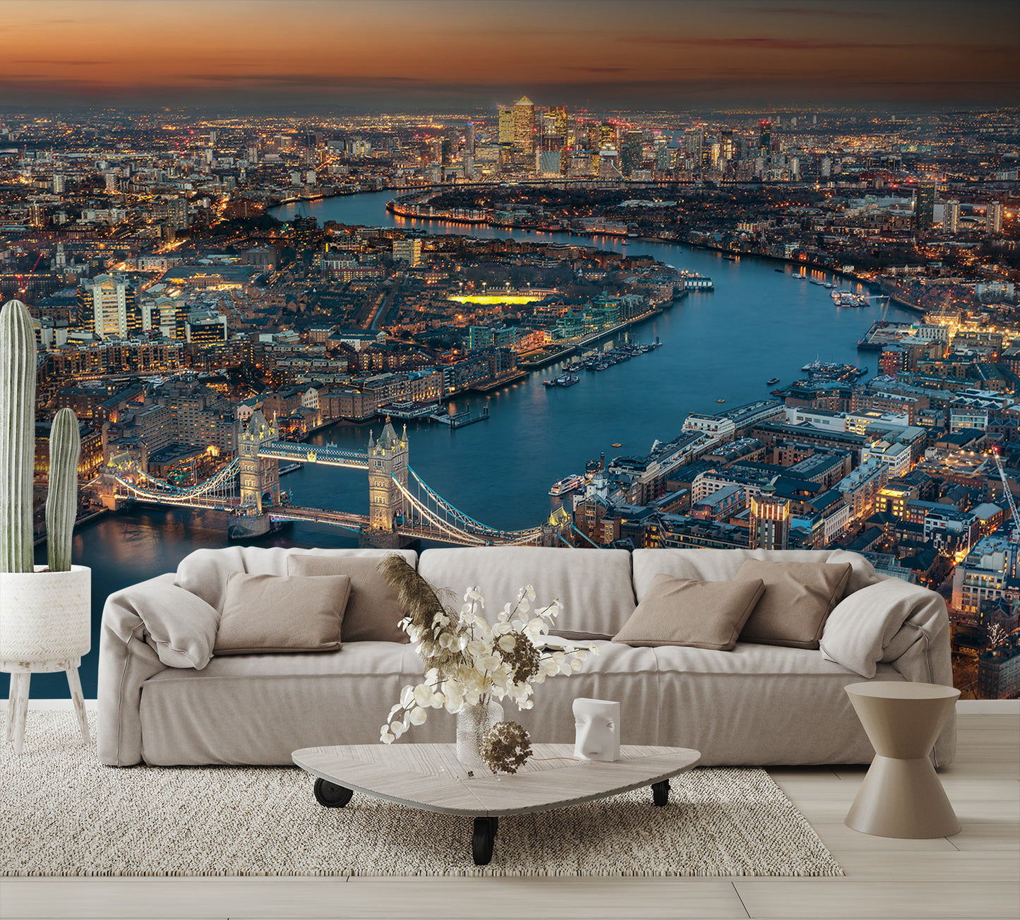 Aerial View London Evening Wall Mural