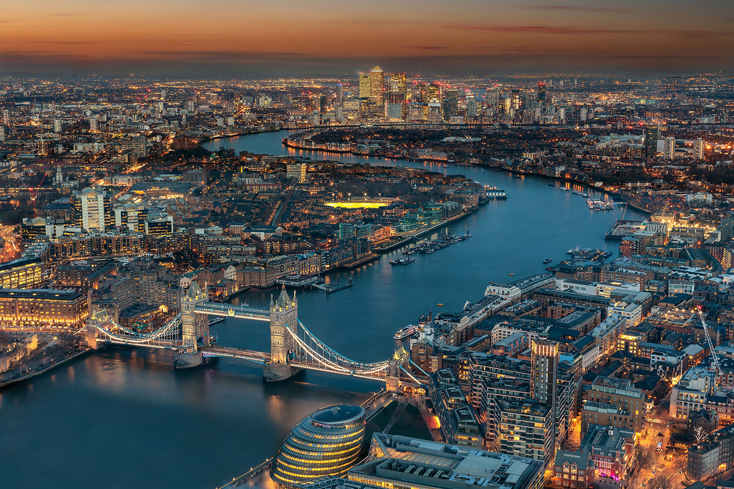 Aerial View London Evening Wall Mural