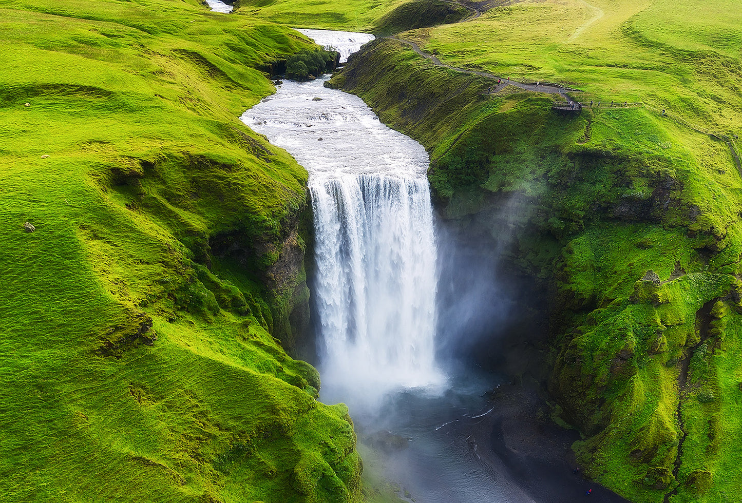Aerial View Skogafoss Waterfall Iceland Wall Mural