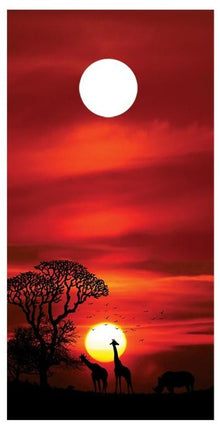 African Sunset Cornhole Board Decals Bean Bag Toss