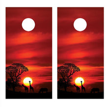 African Sunset Cornhole Board Decals Bean Bag Toss