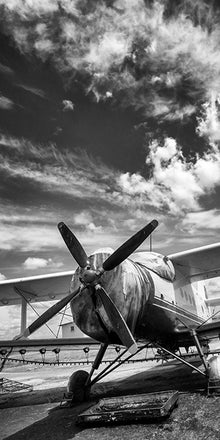 Vintage Black and White Airplane Corn Hole Ag Sprayer Wrap