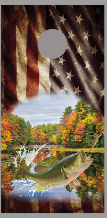 Aged Flag Bass Fish Jump Lake Design D Cornhole Wrap