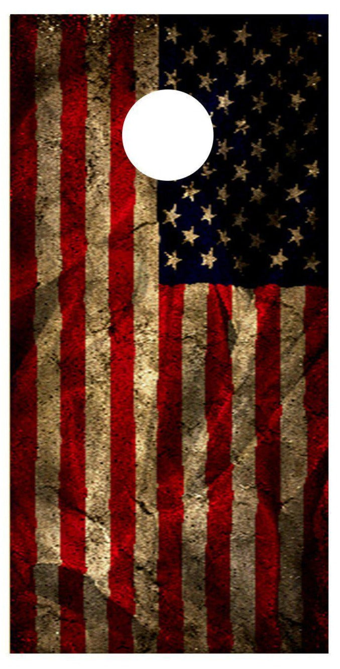 Aged American Flag Corn Hole Decal Wrap Decal Sticker