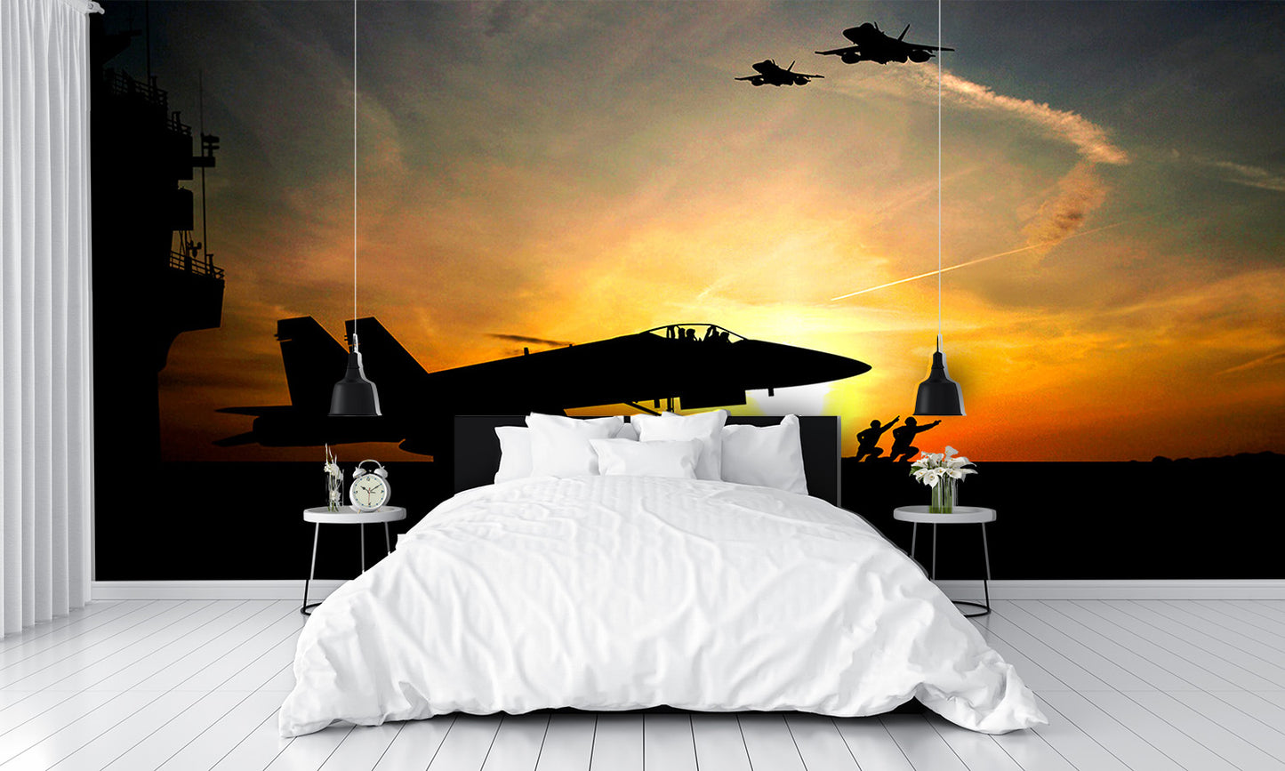 Aircraft Carrier at Dusk Wall Mural