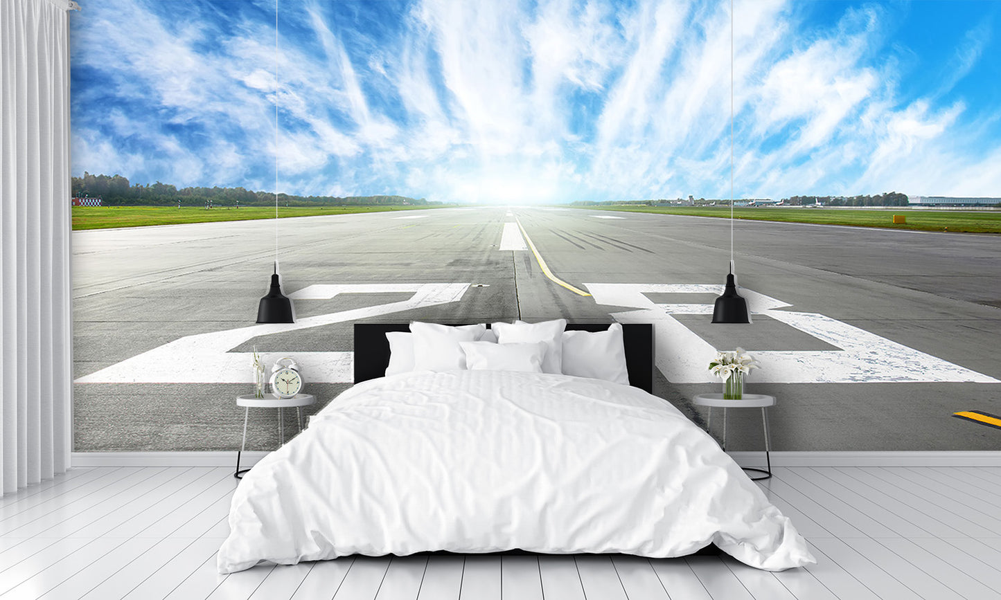 Airport Runway 28 Cirrus Clouds Wall Mural