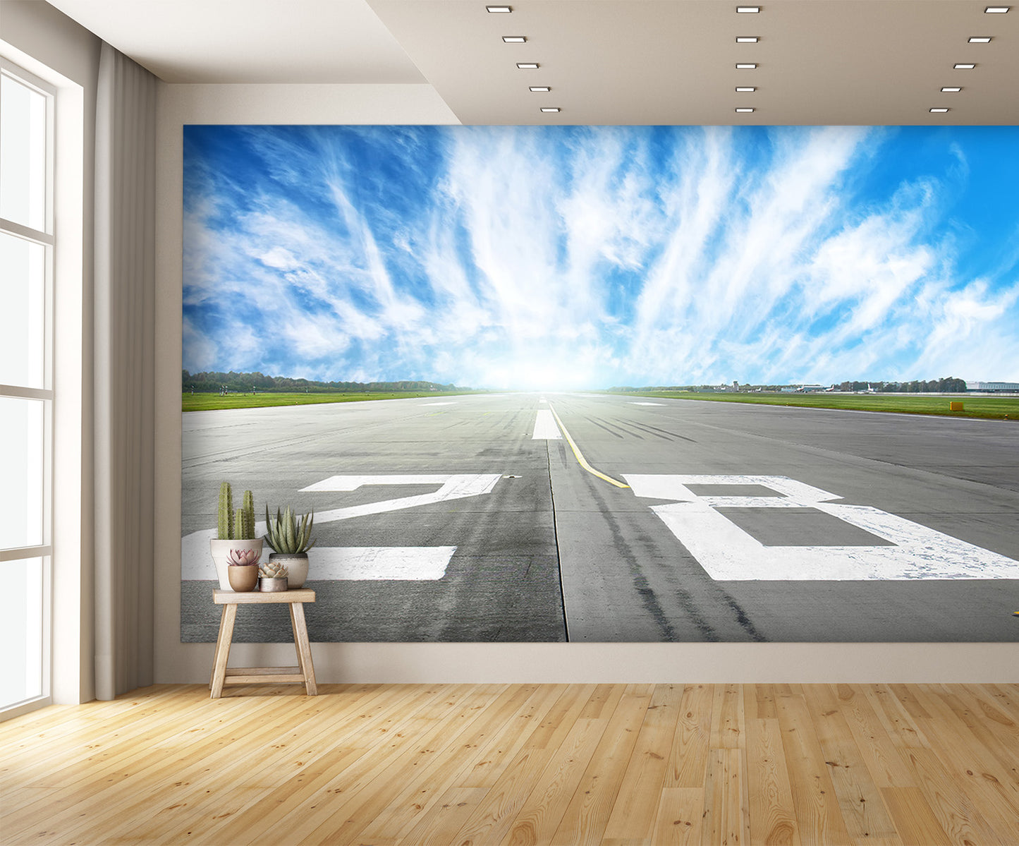 Airport Runway 28 Cirrus Clouds Wall Mural