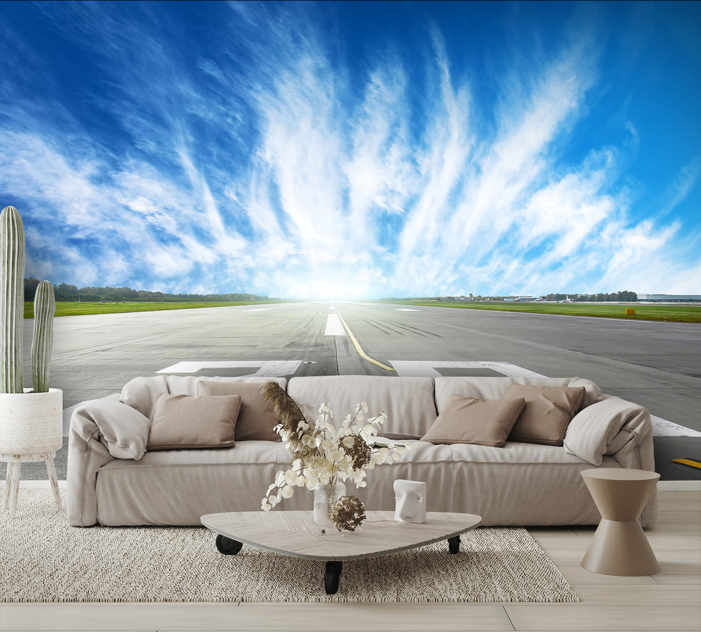 Airport Runway 28 Cirrus Clouds Wall Mural