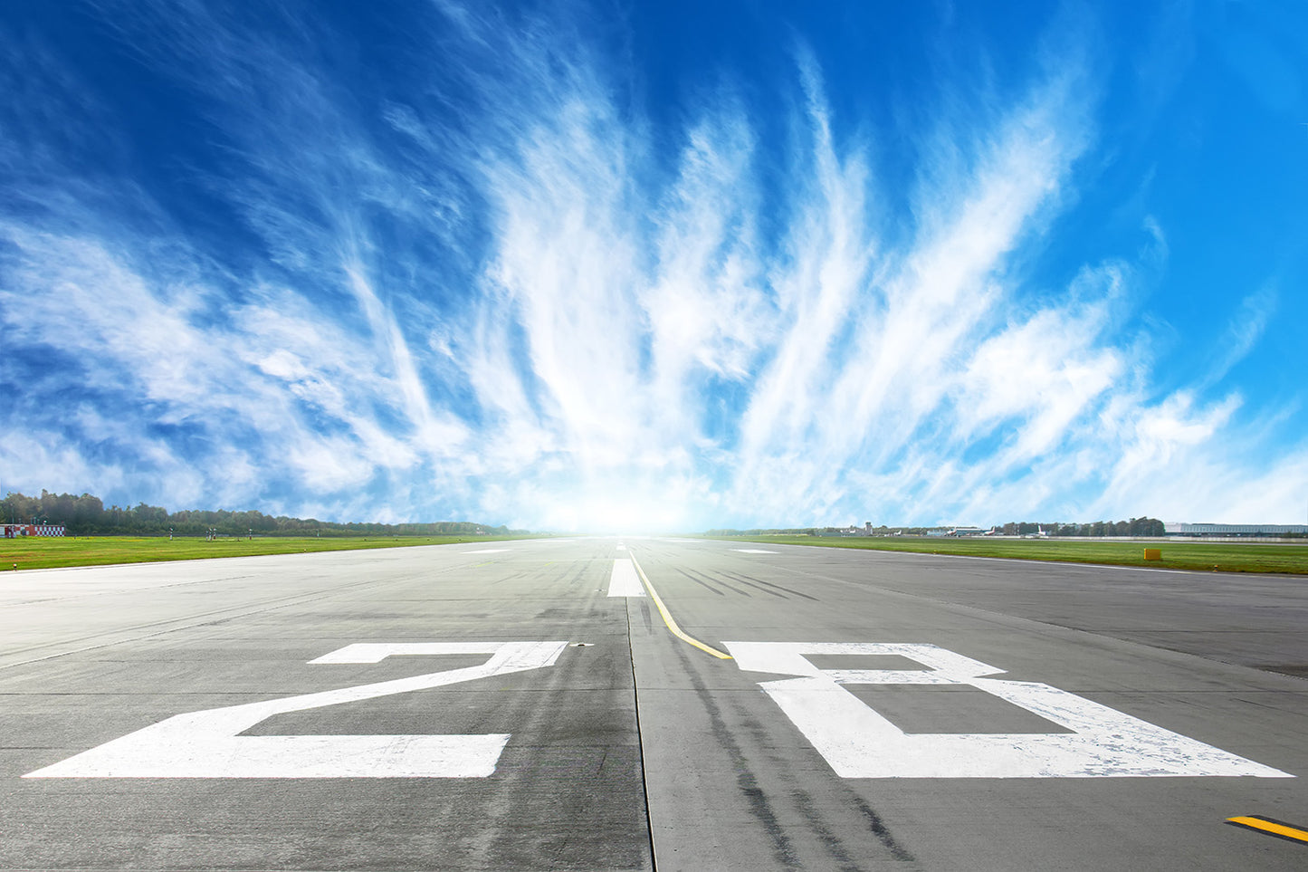 Airport Runway 28 Cirrus Clouds Wall Mural