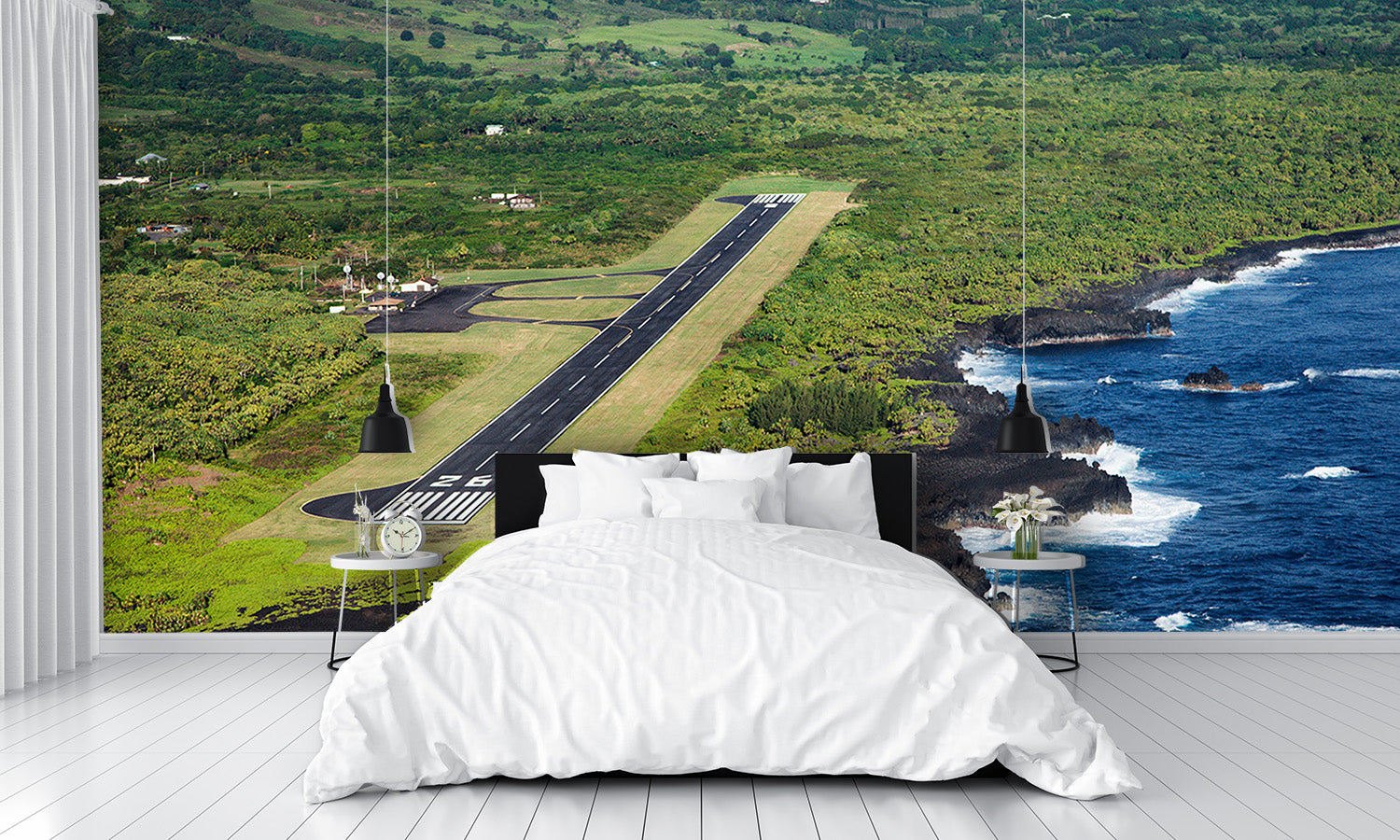Airport Runway Ocean View Wall Mural