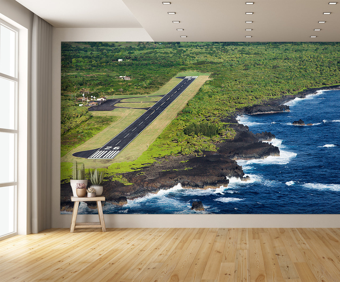 Airport Runway Ocean View Wall Mural