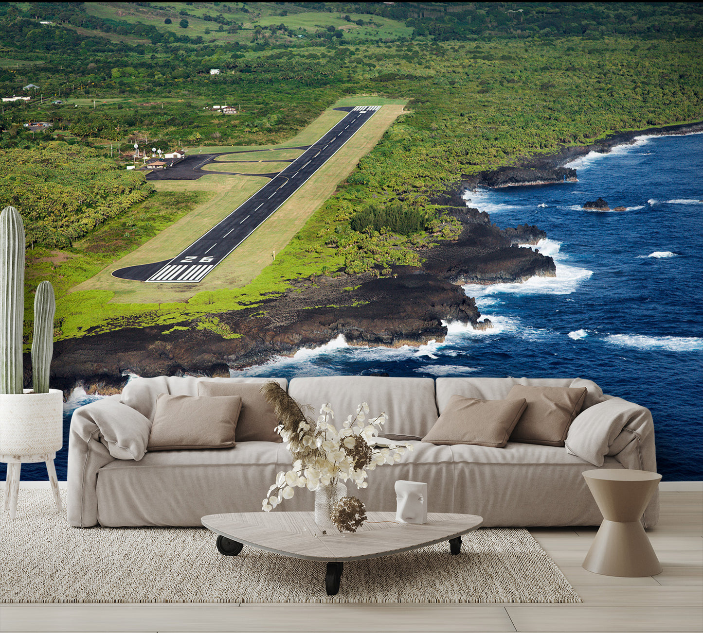 Airport Runway Ocean View Wall Mural