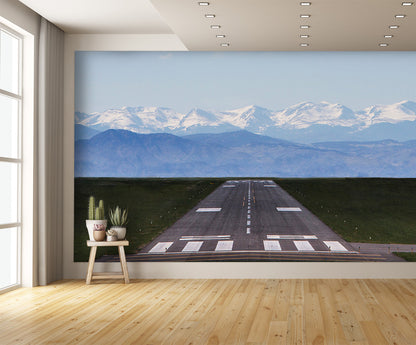 Airport Runway in the Mountains Wall Mural