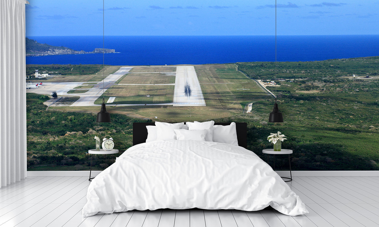 Airport Runway on the Edge of the Ocean Wall Mural