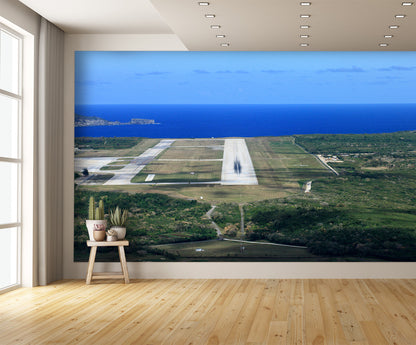 Airport Runway on the Edge of the Ocean Wall Mural