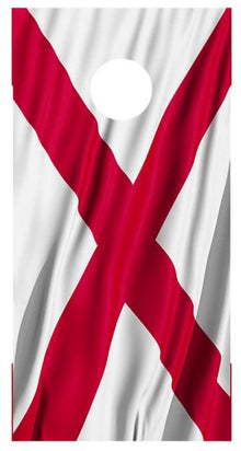 Flag of Alabama wavy Cornhole Decal Wrap