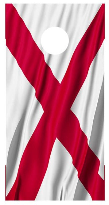 Flag of Alabama wavy Cornhole Decal Wrap