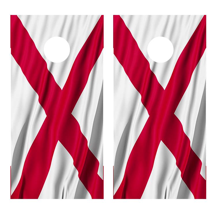 Flag of Alabama wavy Cornhole Decal Wrap