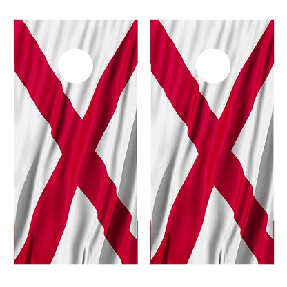 Flag of Alabama wavy Cornhole Decal Wrap