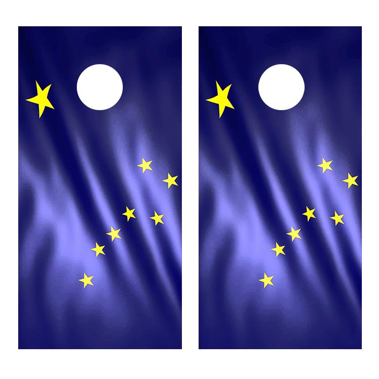 Flag of Alaska wavy Cornhole Decal Wrap