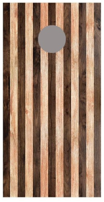 Alternating Wood Stripes Corn hole Board Decal Wrap