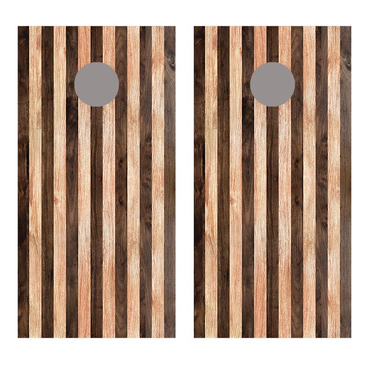 Alternating Wood Stripes Corn hole Board Decal Wrap