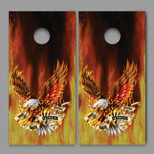 American Bald Eagle Fire Flames One Nation Under God Design Cornhole Board Decal Wraps