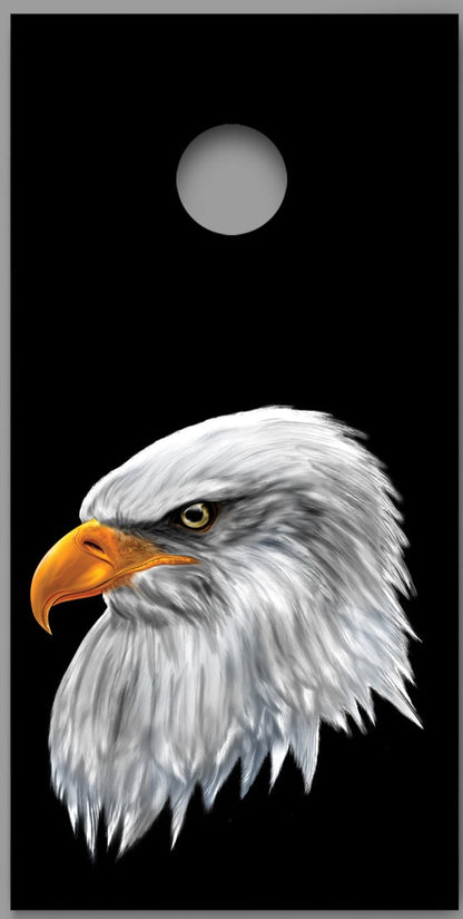 American Bald Eagle Head Black Design Cornhole Board Decal Wraps