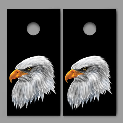American Bald Eagle Head Black Design Cornhole Board Decal Wraps