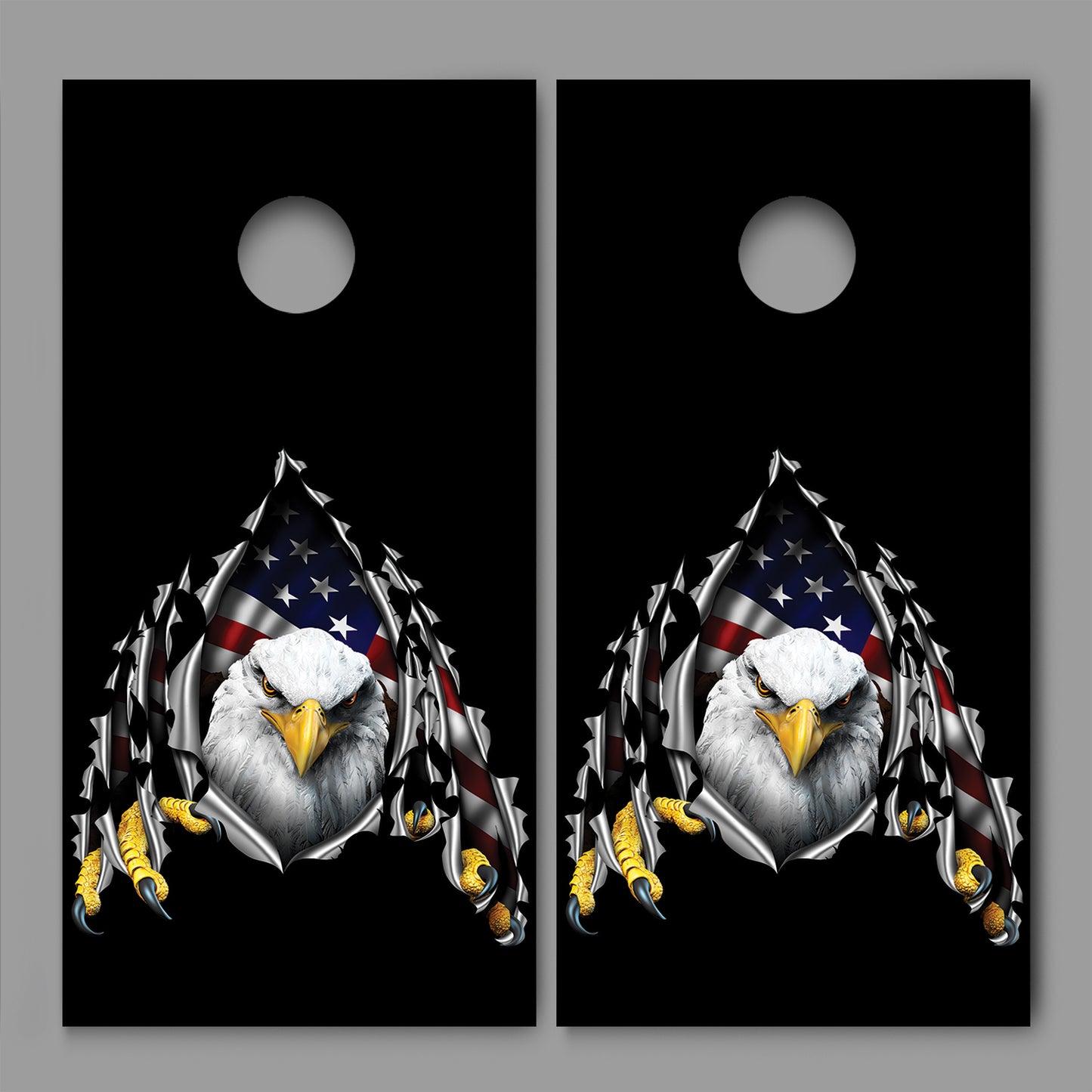 American Bald Eagle Rip Black Design Cornhole Board Decal Wraps