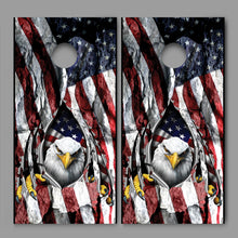 American Flag Cornhole Bald Eagle Stone Flag Rip Decal Wrap set