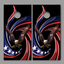 American Bald Eagle Swirl Stars Red White Blue Design Cornhole Board Decal Wraps