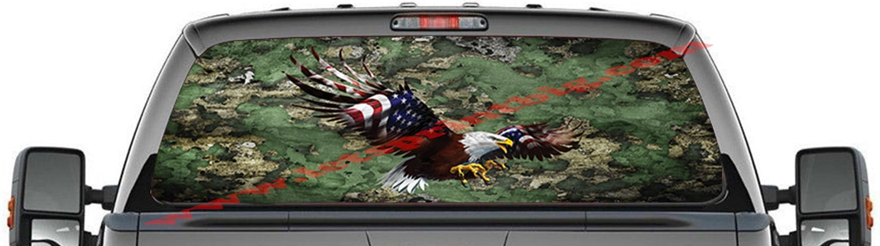 American Flag Bald Eagle Green Camo Rear Window Decal Graphic