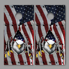 American Flag Bald Eagle Steel Rip Rivets Design Cornhole Board Decal Wraps