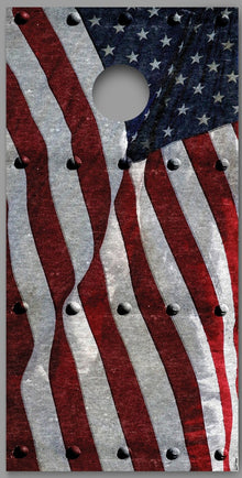 American Flag Rivets Design Cornhole Board Decal Wraps