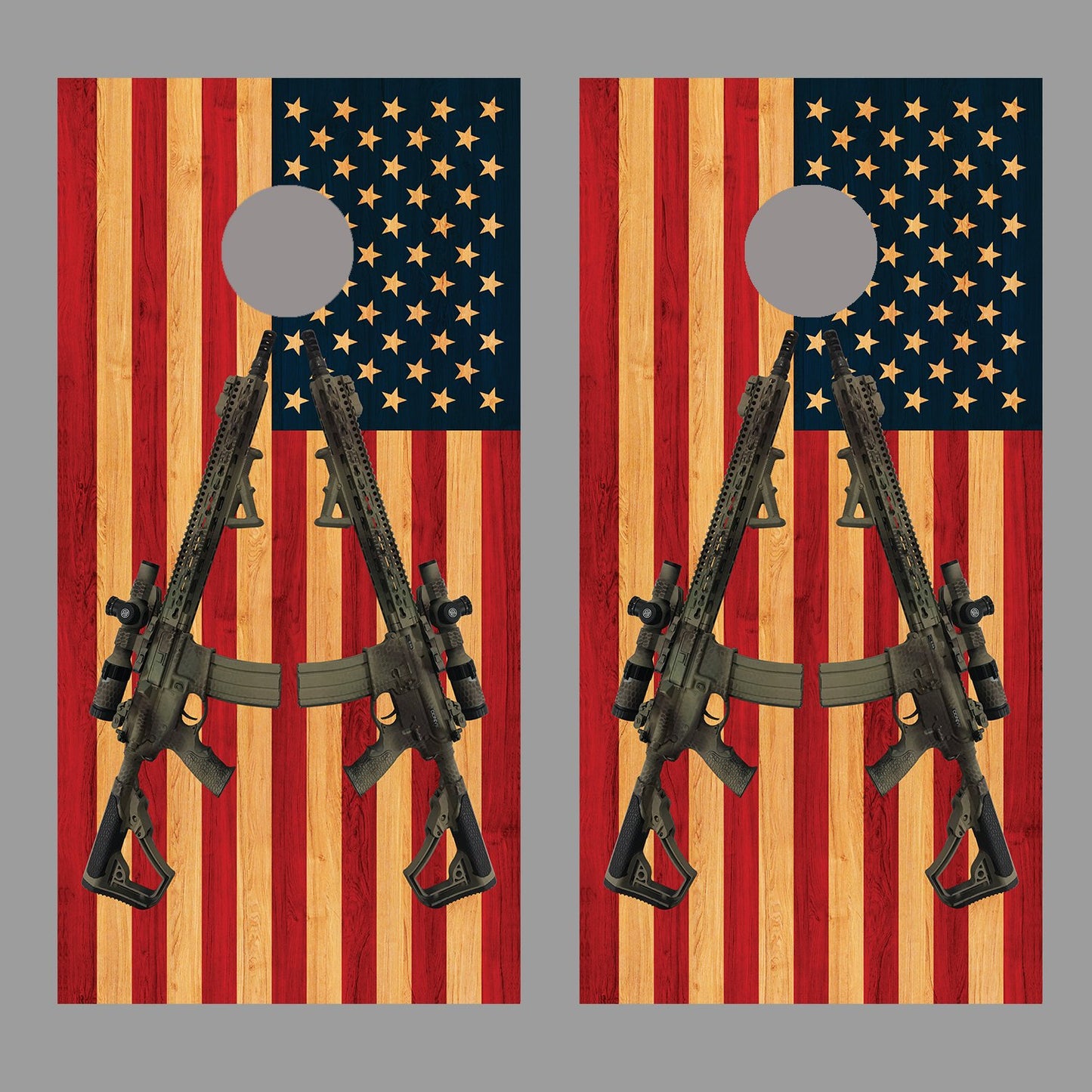 American Flag Wood Guns 2nd Amend Corn hole Board Decal Wrap