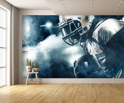 American Football Sportsman Running in Action Wall Mural