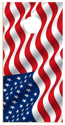 American Waving Flag Corn Hole Board Decal Wrap sticker
