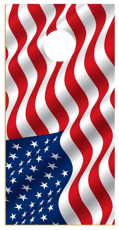 American Waving Flag Corn Hole Board Decal Wrap sticker