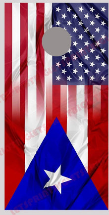 American Puerto Rico Flag Blend Cornhole Board Decal Wrap