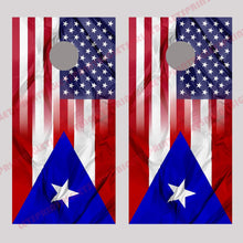American Puerto Rico Flag Blend Cornhole Board Decal Wrap