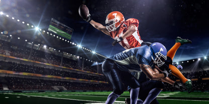 American Football Player in Action on Stadium Wall Mural