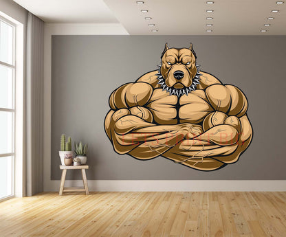 Angry Dog Bodybuilder Wall Art Decal