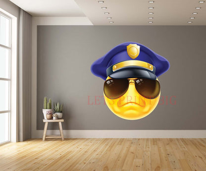 Angry Policeman Emotion Cartoon Wall Art Decal