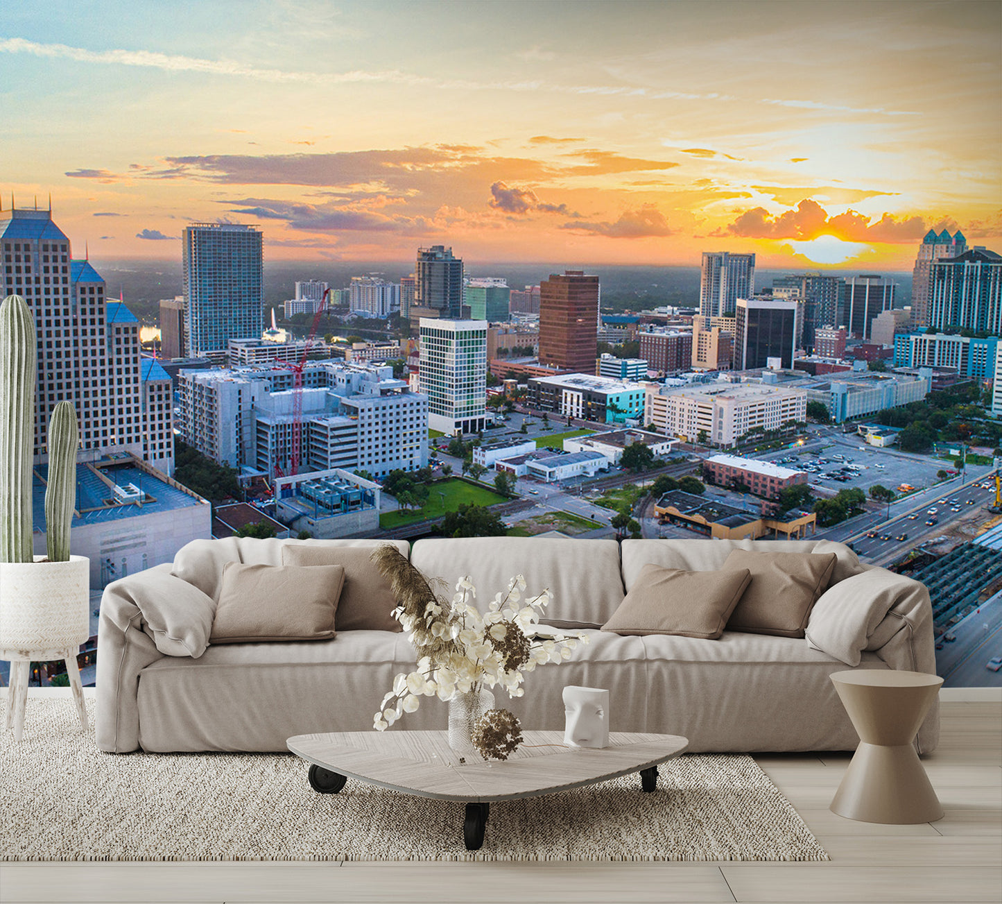 Aerial View Orlando Florida Downtown Wall Mural