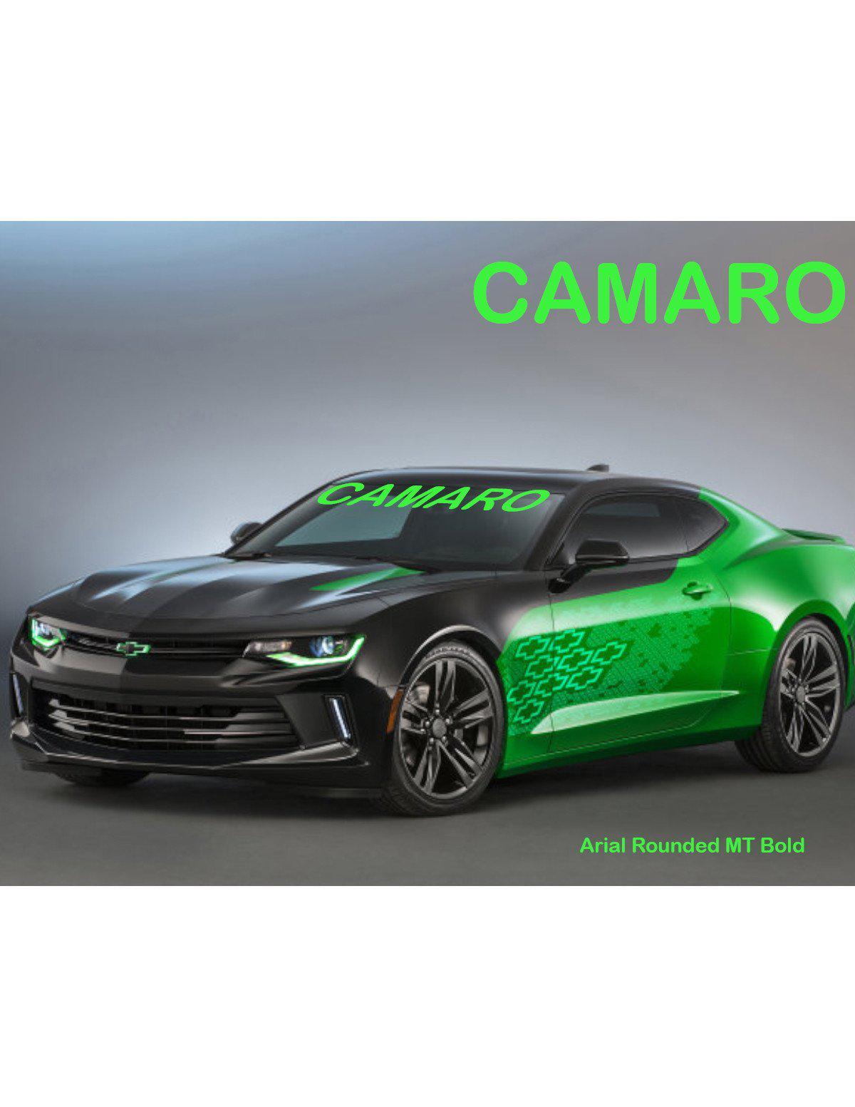 Windshield Decal "CAMARO" Choose your Font and Color Sticker Banner - Let's Print Big